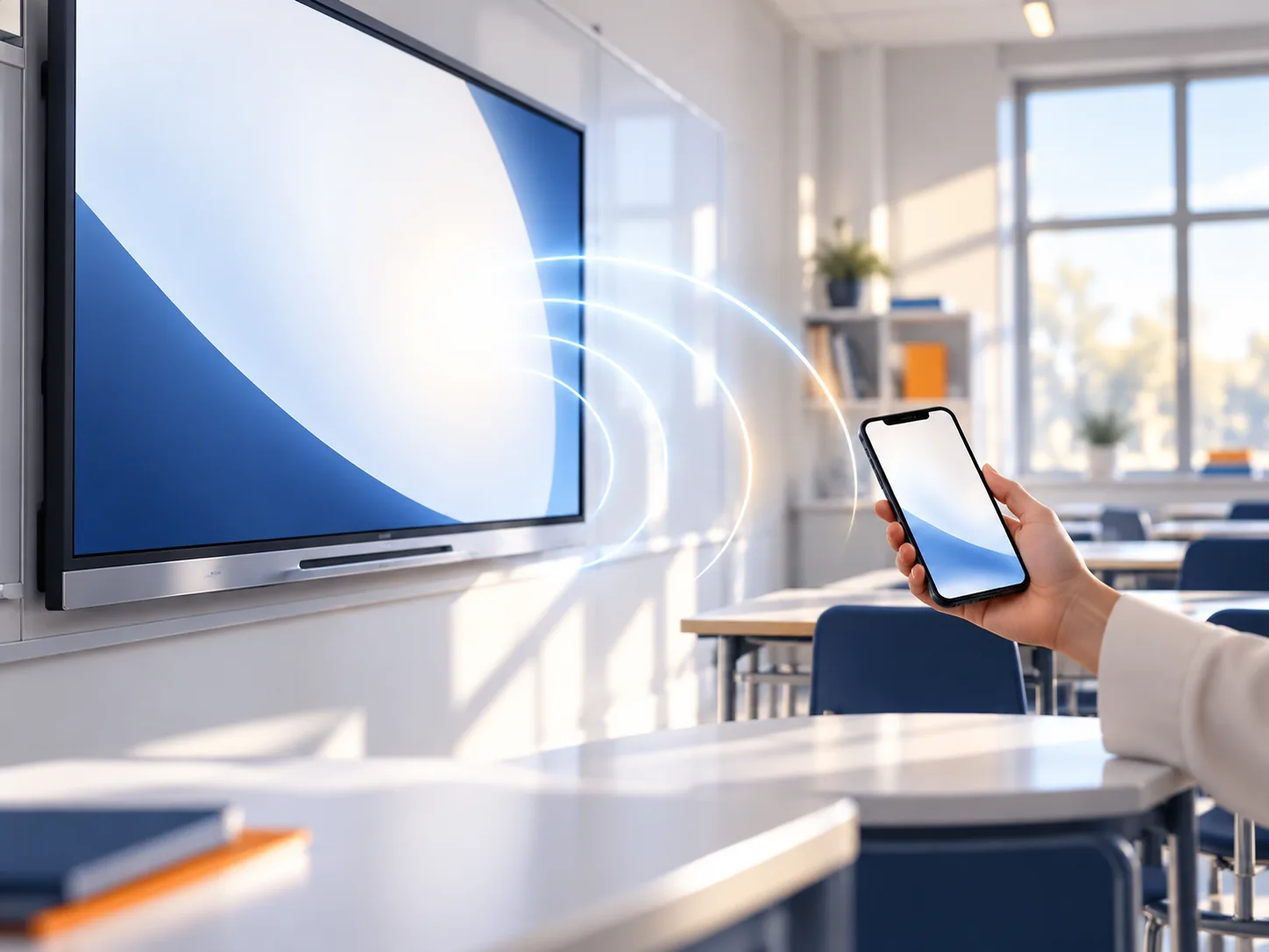 Tahtanın kendi kablosuz ağına bağlanan telefon
